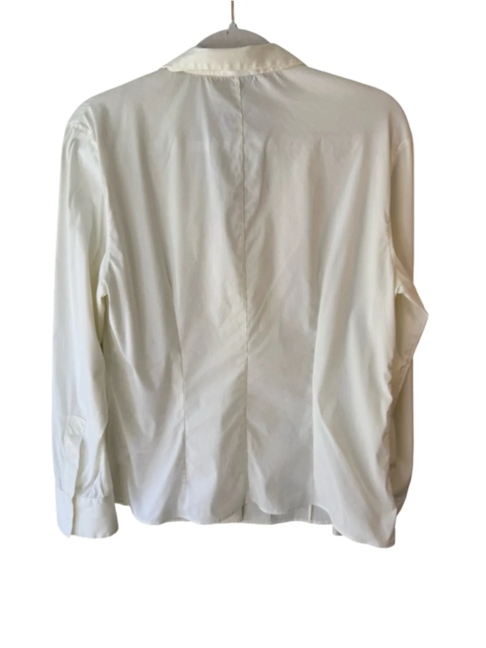 Akris Ivory Snap Front Stretch Cotton Blouse Shirt Size M Minimalist Business